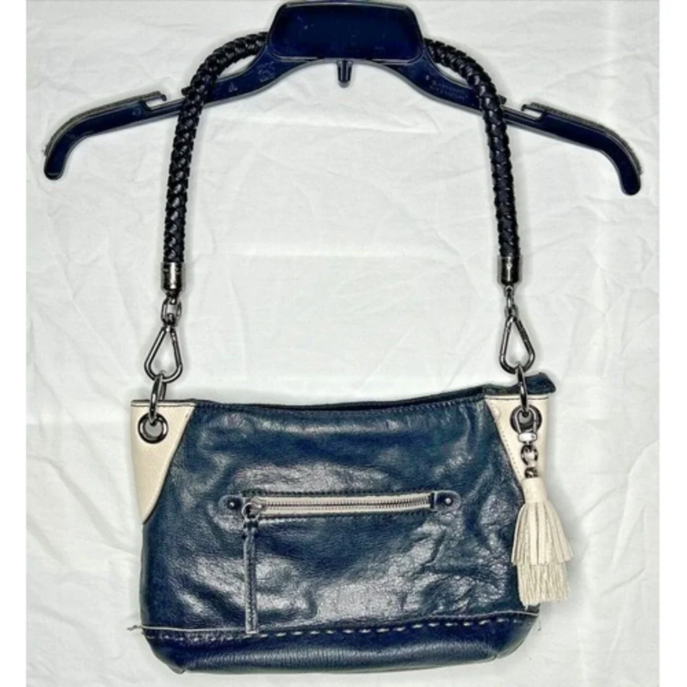 The Sak Black and White Mini Hobo Bag with Tassel Charm U216